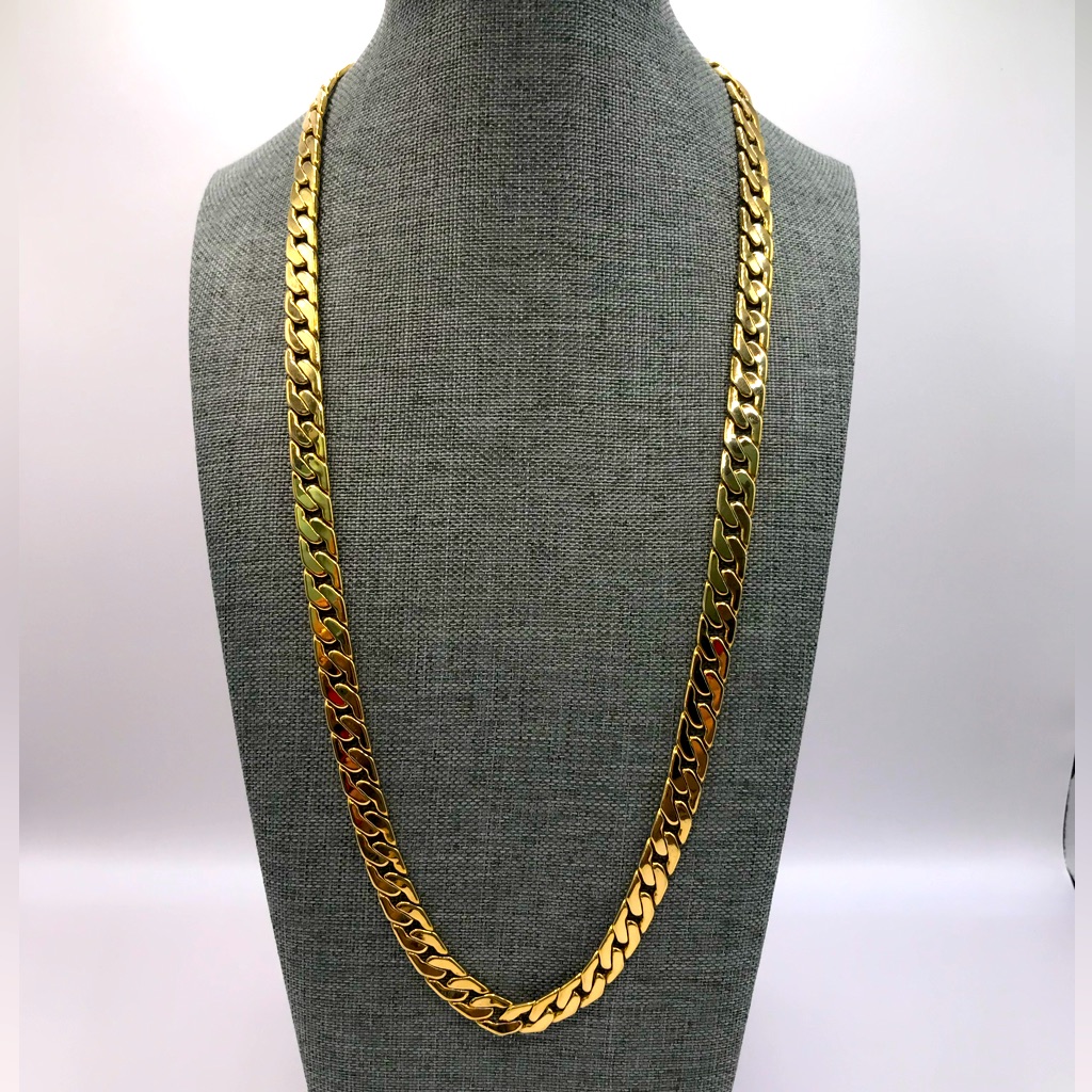 Mens GoldTone Flat Link Chain Necklace